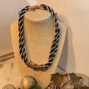 BROOKS BROTHER NAUTICAL NAVY WHITE GOLD ROPE NECKLACE NEW COMES WITH A GIFT BOX